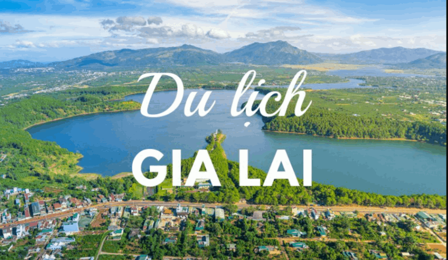 Đây là hình ảnh về giới thiệu về tour du lịch Gia Lai gồm hình ảnh một địa điểm ở đó và dòng chữ Du lịch Gia Lai