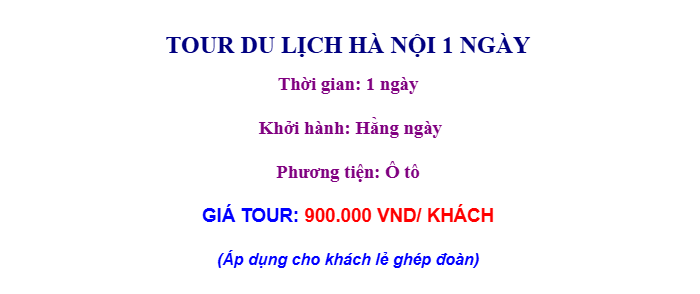 bảng giá tour du xuân Hà Nội 1 ngày hàng ngày, phương tiện ô tô 900.000 VND/khach