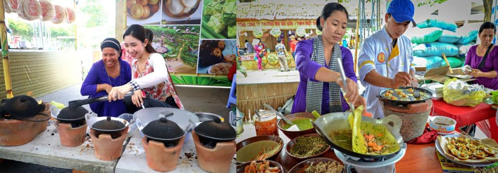 du khách trải nghiệm làm bánh với người dân miền tây